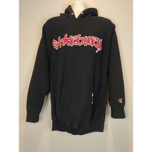 Vintage Starbury Black Red Embroidery‎ Logo Streetwear Hoodie Sweatshirt L